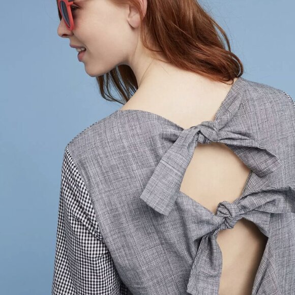 NWT Anthropologie Fluttered Bow-Back Blouse by ISLA MAUDE - Picture 1 of 10